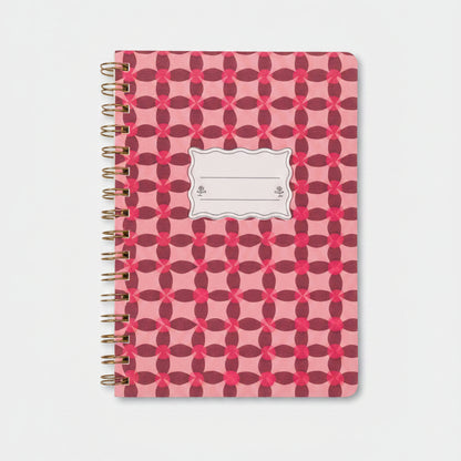 DesignWorks Ink Tulip A5 Twin Wire Notebook - Pinwheel Pink