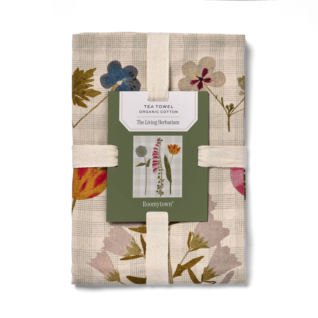 Organic Cotton Tea Towel - Living Herbarium Design