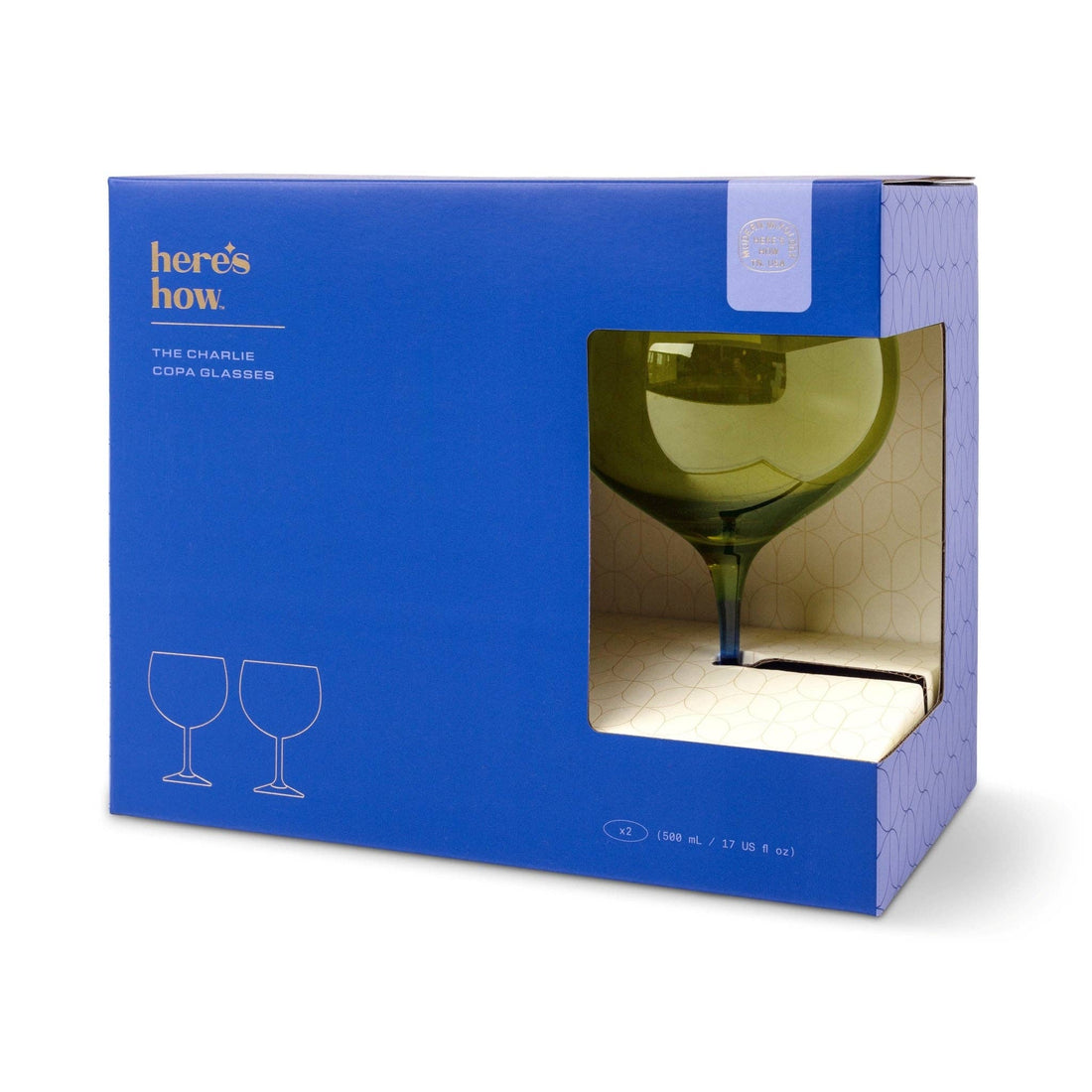 Charlie Copa Glasses - Set of Two - Olive &amp; Cobalt