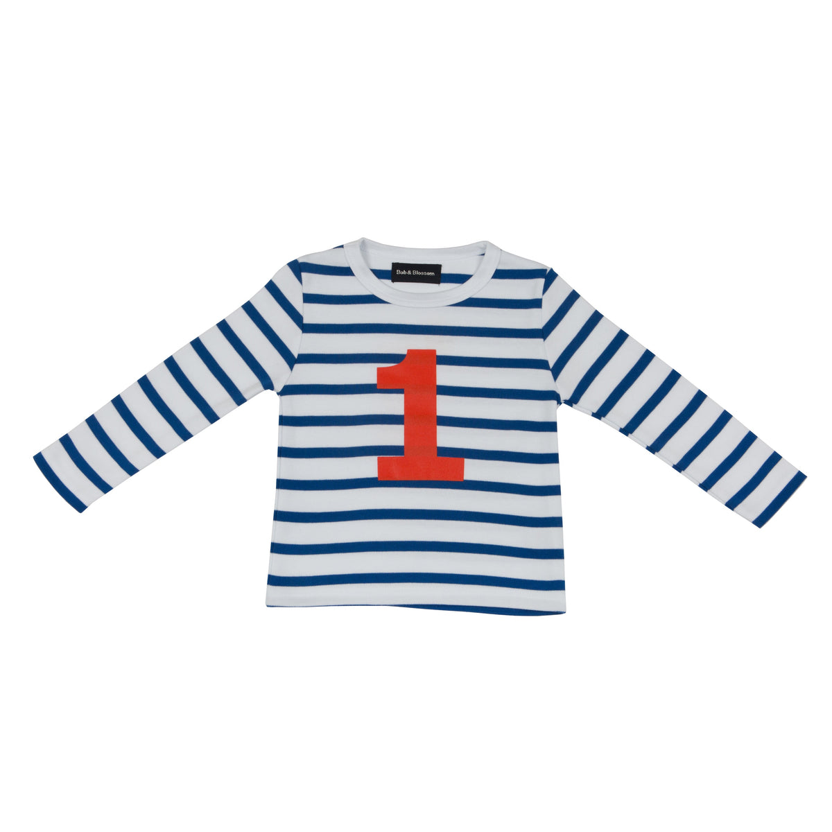 French Blue &amp; White Breton Striped Number 1 T-Shirt