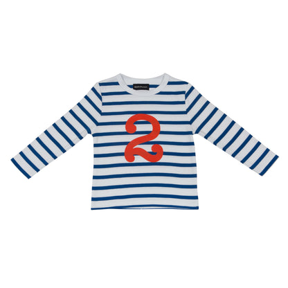French Blue Breton Stripe Number 2 T-Shirt