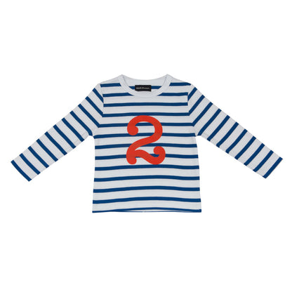 French Blue Breton Stripe Number 2 T-Shirt