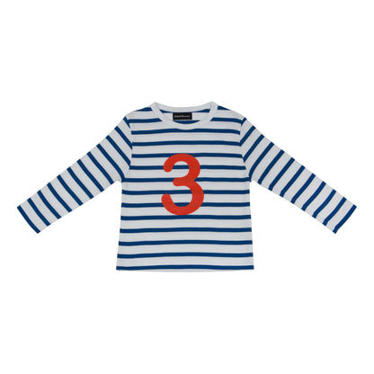 French Blue Breton Striped Number 3 T-Shirt