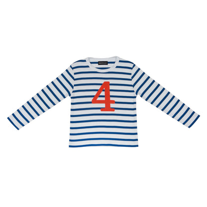French Blue Breton Striped Number 4 T-Shirt