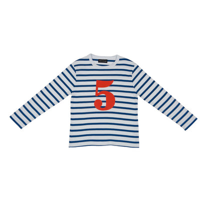 French Blue Breton Striped Number 5 T-Shirt