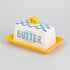 Hand-Painted Blue Check Butter Dish
