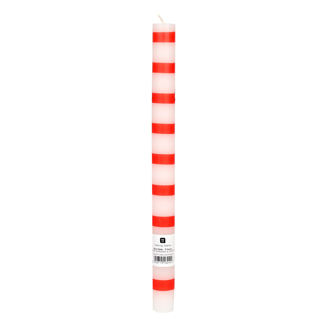 Red &amp; White Stripe Dinner Candle