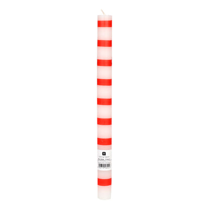Red &amp; White Stripe Dinner Candle
