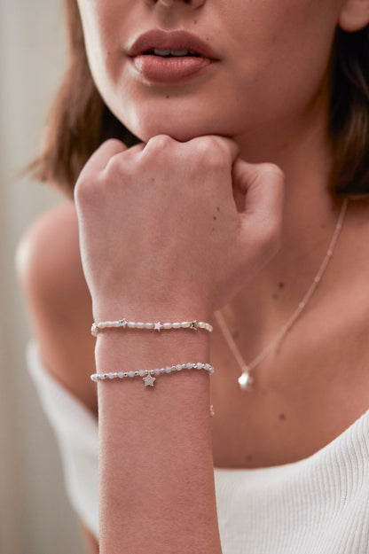Mixed Pearl and Star Adjustable Bracelet