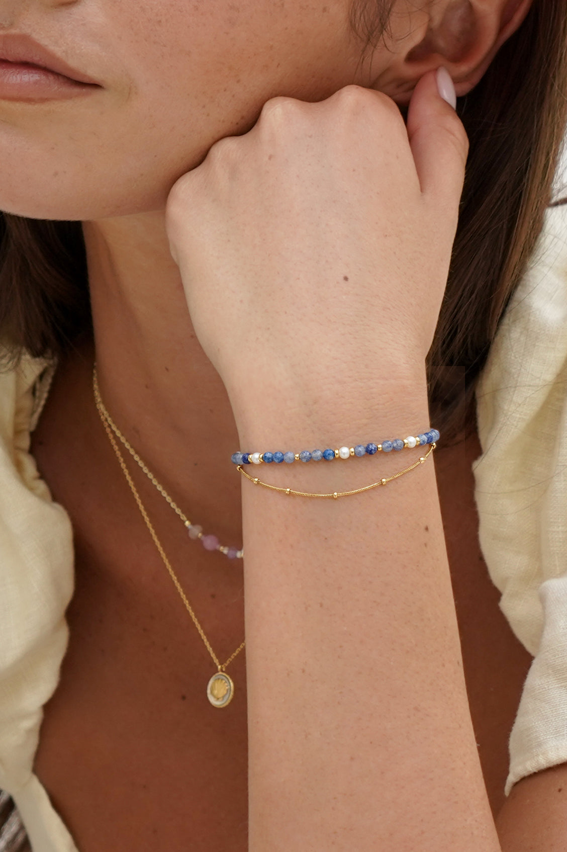 Pearl and Blue Aventurine Bracelet