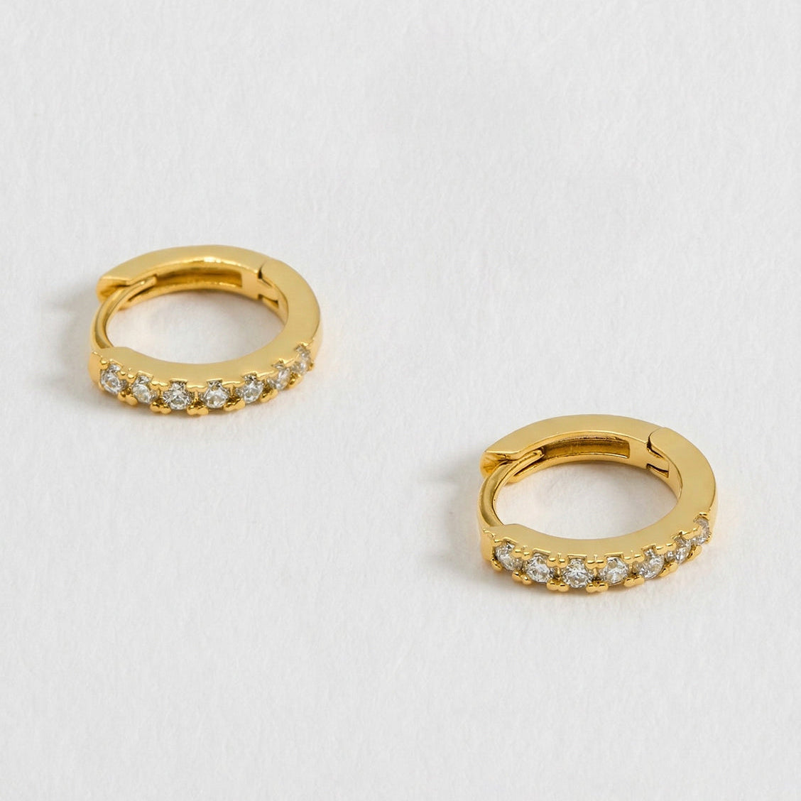 Hoop Earrings with White CZ in Silver and Gold