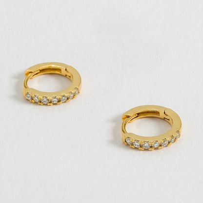 Hoop Earrings with White CZ in Silver and Gold