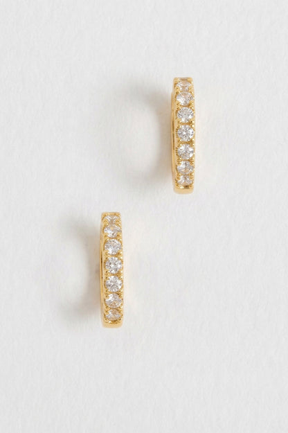 Hoop Earrings with White CZ in Silver and Gold