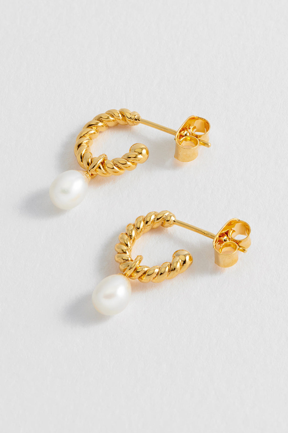 Twisted Hoop Earrings with Pearl Drops