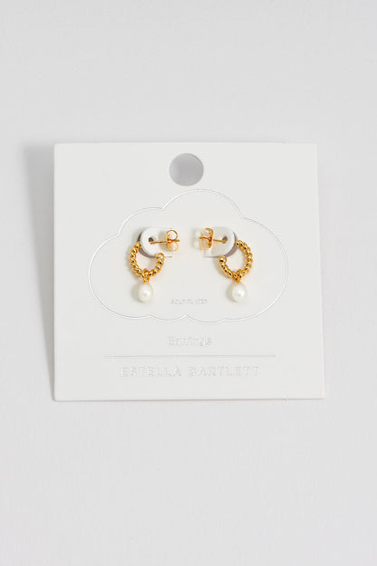 Twisted Hoop Earrings with Pearl Drops