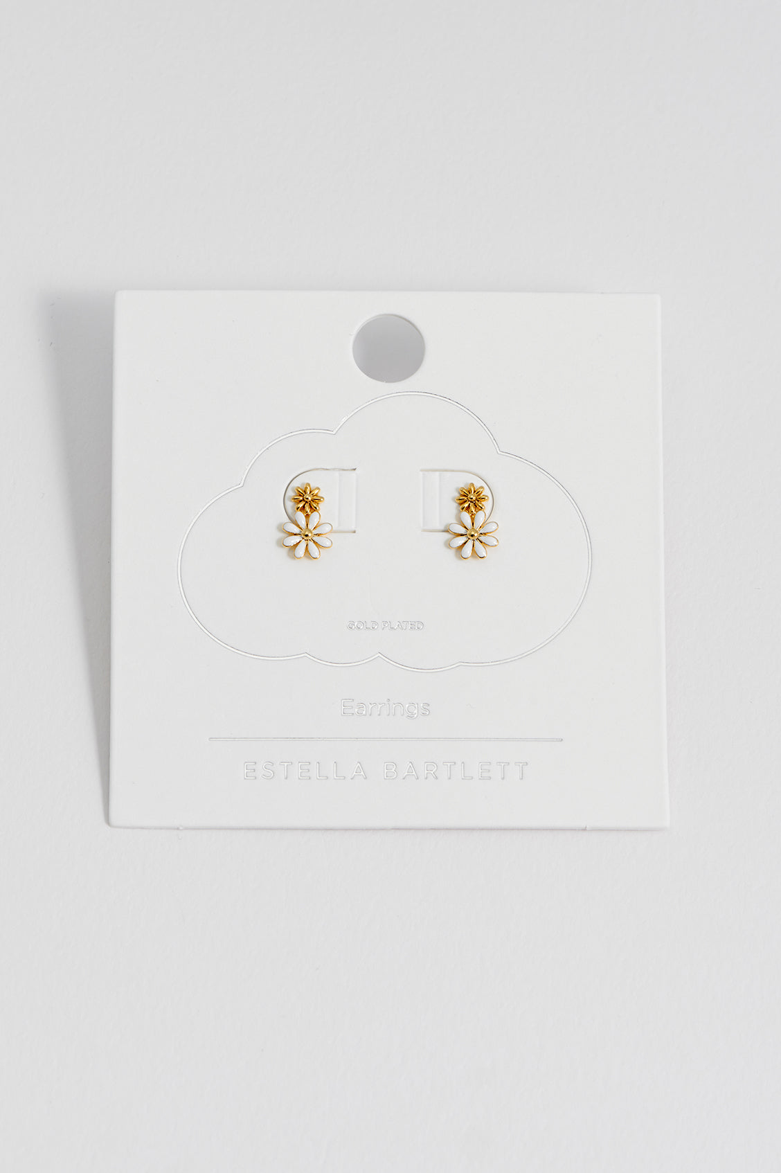 White Enamel Double Flower Stud Earrings