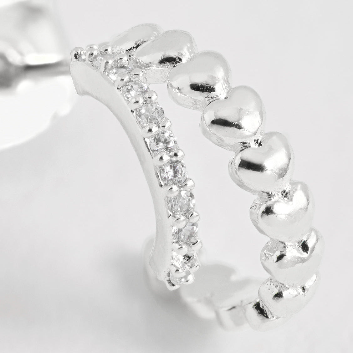 Heart and CZ Double Illusion Huggie Hoops