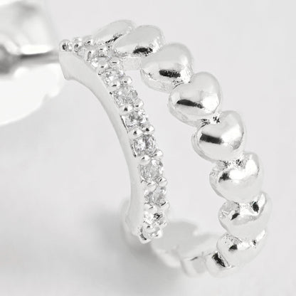 Heart and CZ Double Illusion Huggie Hoops