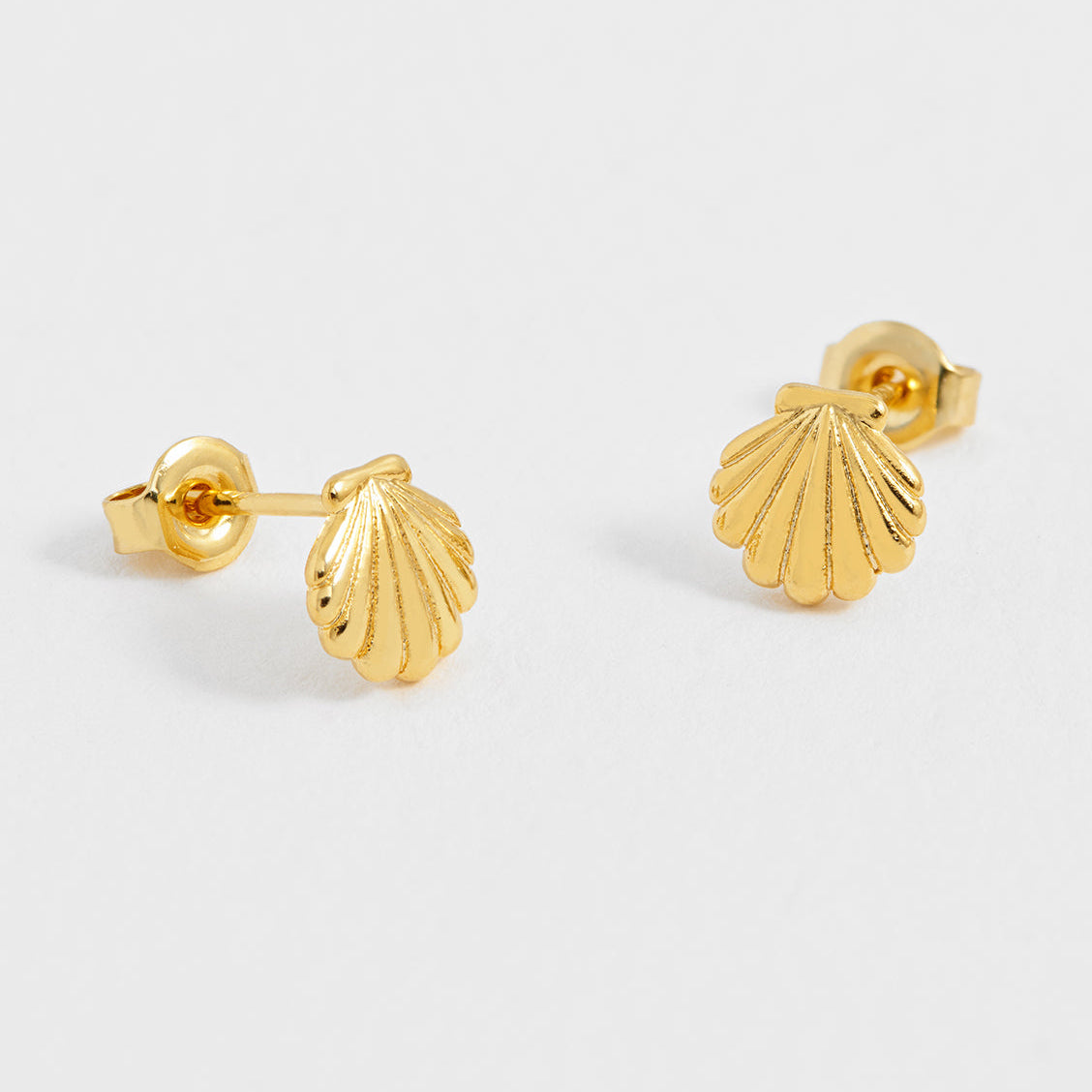 Gold-Plated Seashell Stud Earrings