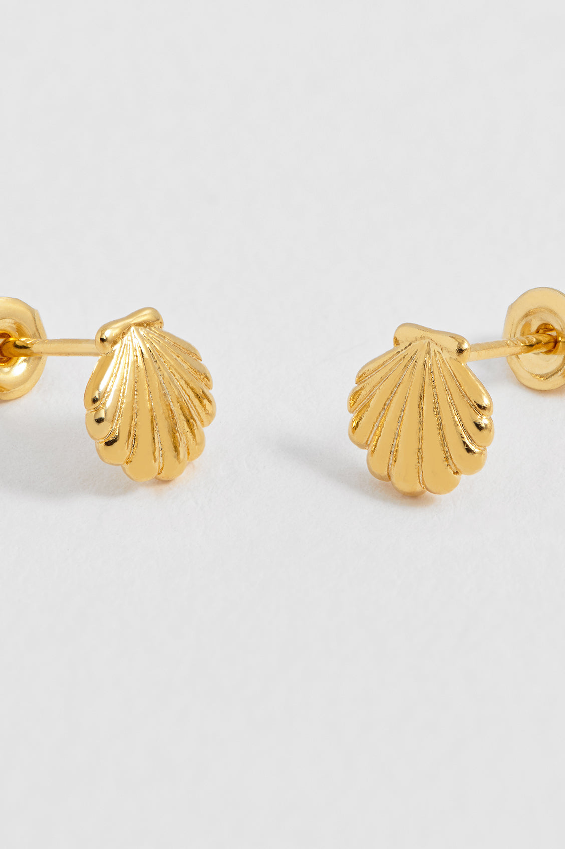 Gold-Plated Seashell Stud Earrings