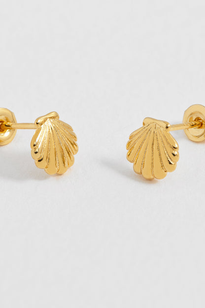 Gold-Plated Seashell Stud Earrings