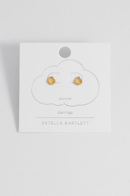 Gold-Plated Seashell Stud Earrings