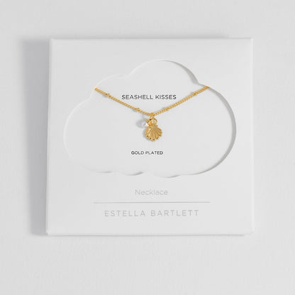 Gold-Plated Seashell and Pearl Necklace