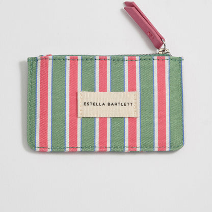 Green Stripe Card Purse with Coin Section