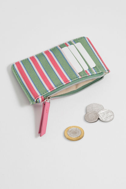 Green Stripe Card Purse with Coin Section