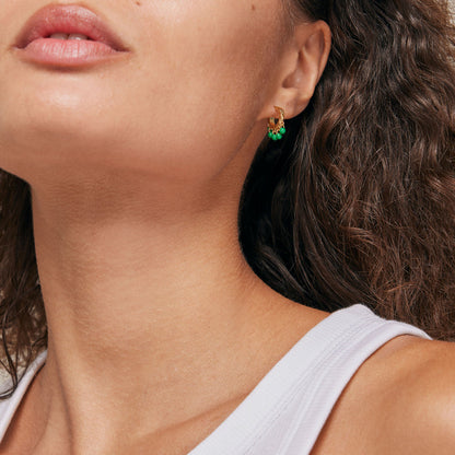 Astrid Earring - Grass Green Enamel Hoops