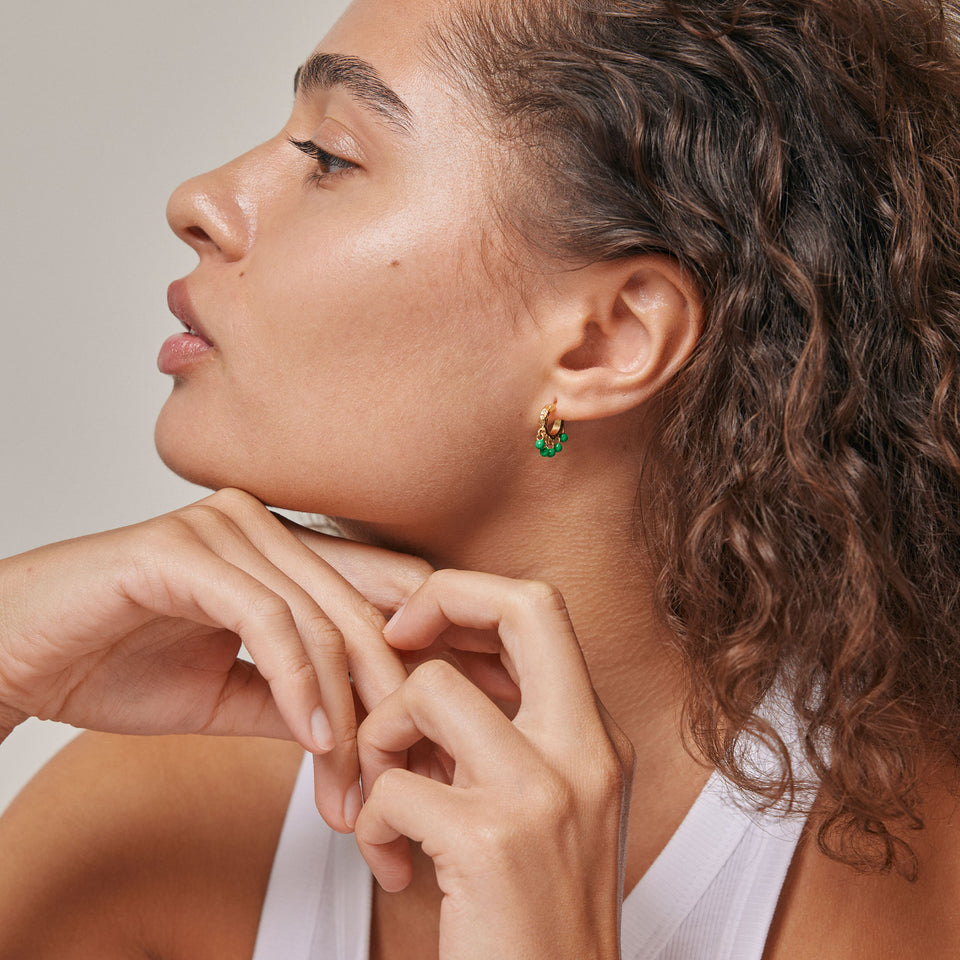 Astrid Earring - Grass Green Enamel Hoops