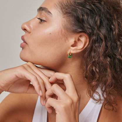 Astrid Earring - Grass Green Enamel Hoops