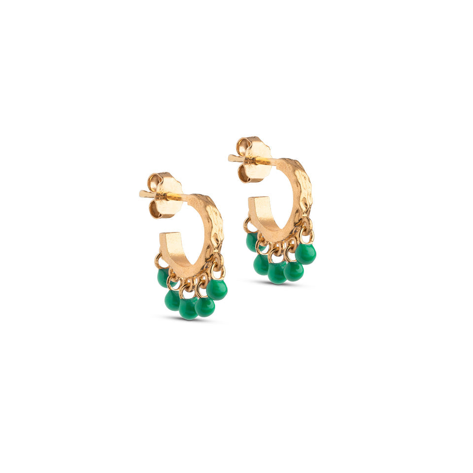 Astrid Earring - Grass Green Enamel Hoops