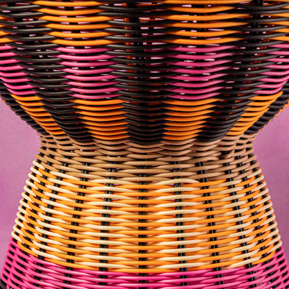 Woven Table in Pink, Orange and Black