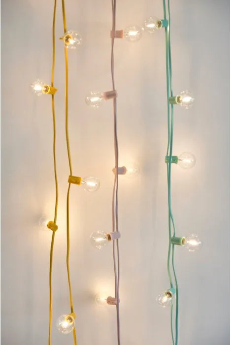 Yellow Festoon Lights with Warm White Bulbs
