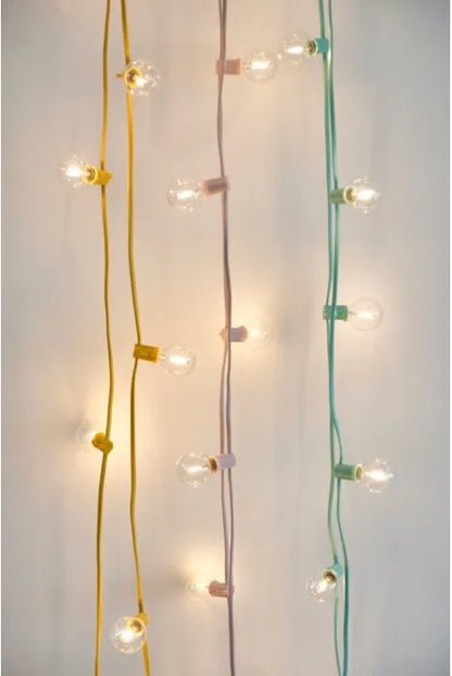 Yellow Festoon Lights with Warm White Bulbs