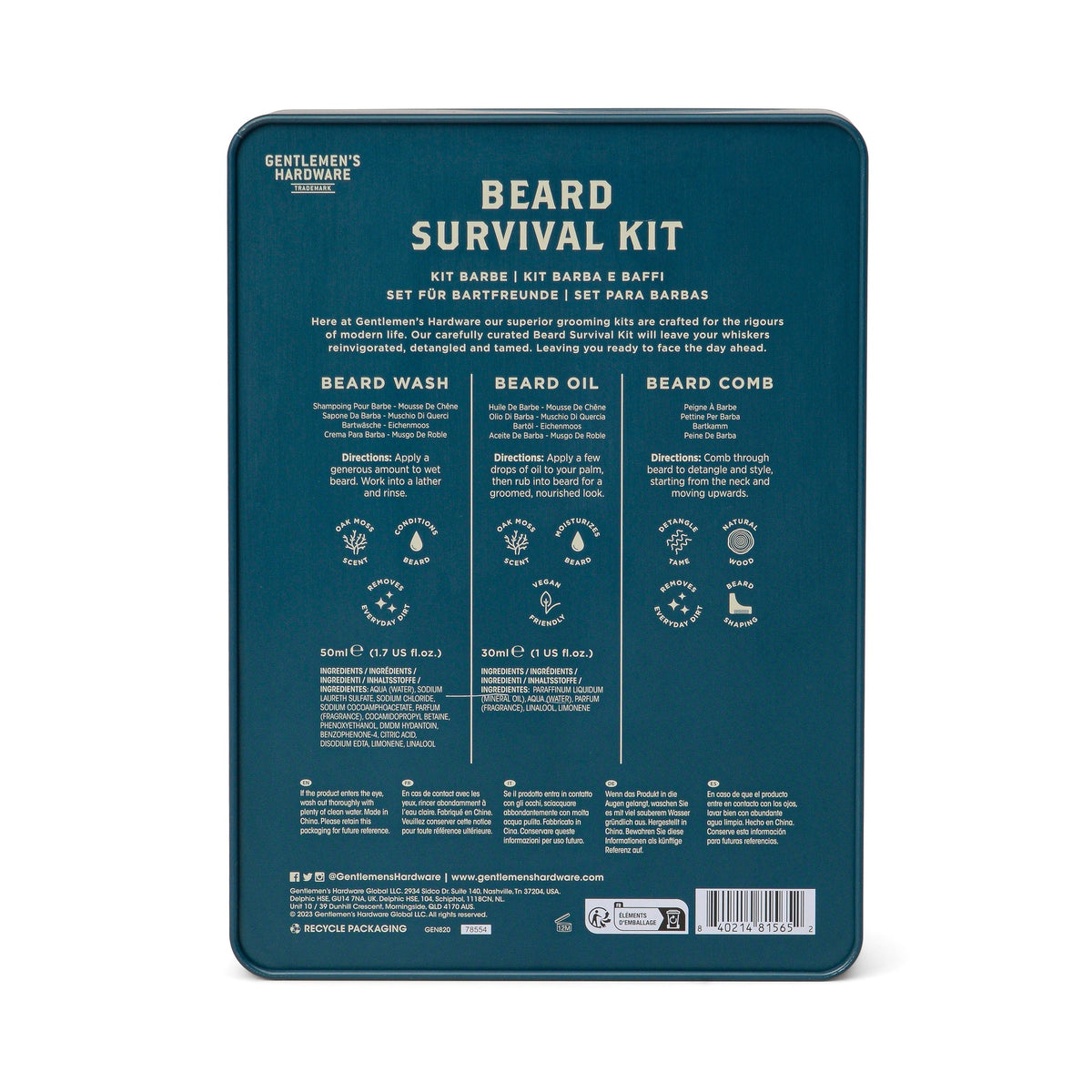 Beard Survival Kit with Oak Moss Wash and Oil