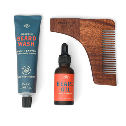 Beard Survival Kit with Oak Moss Wash and Oil