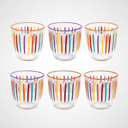 Colourful Striped Glass Tumblers - 6 Pack