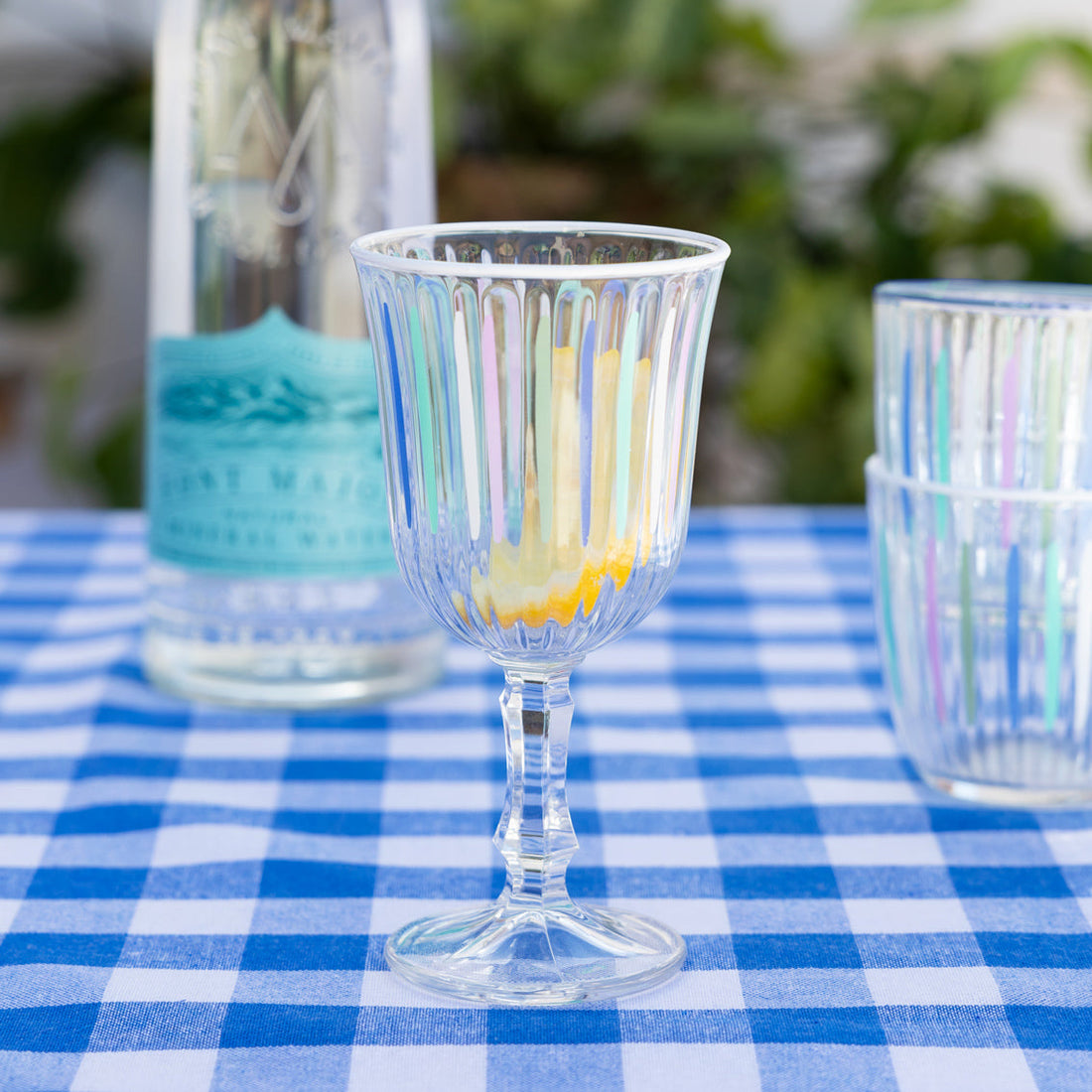 Gingham Blue &amp; White Fabric Tablecloth