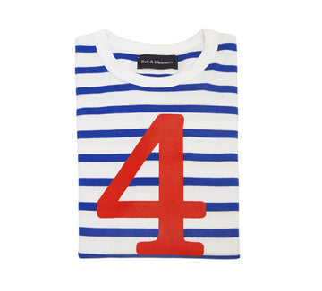 French Blue Breton Striped Number 4 T-Shirt
