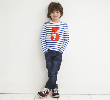 French Blue Breton Striped Number 5 T-Shirt