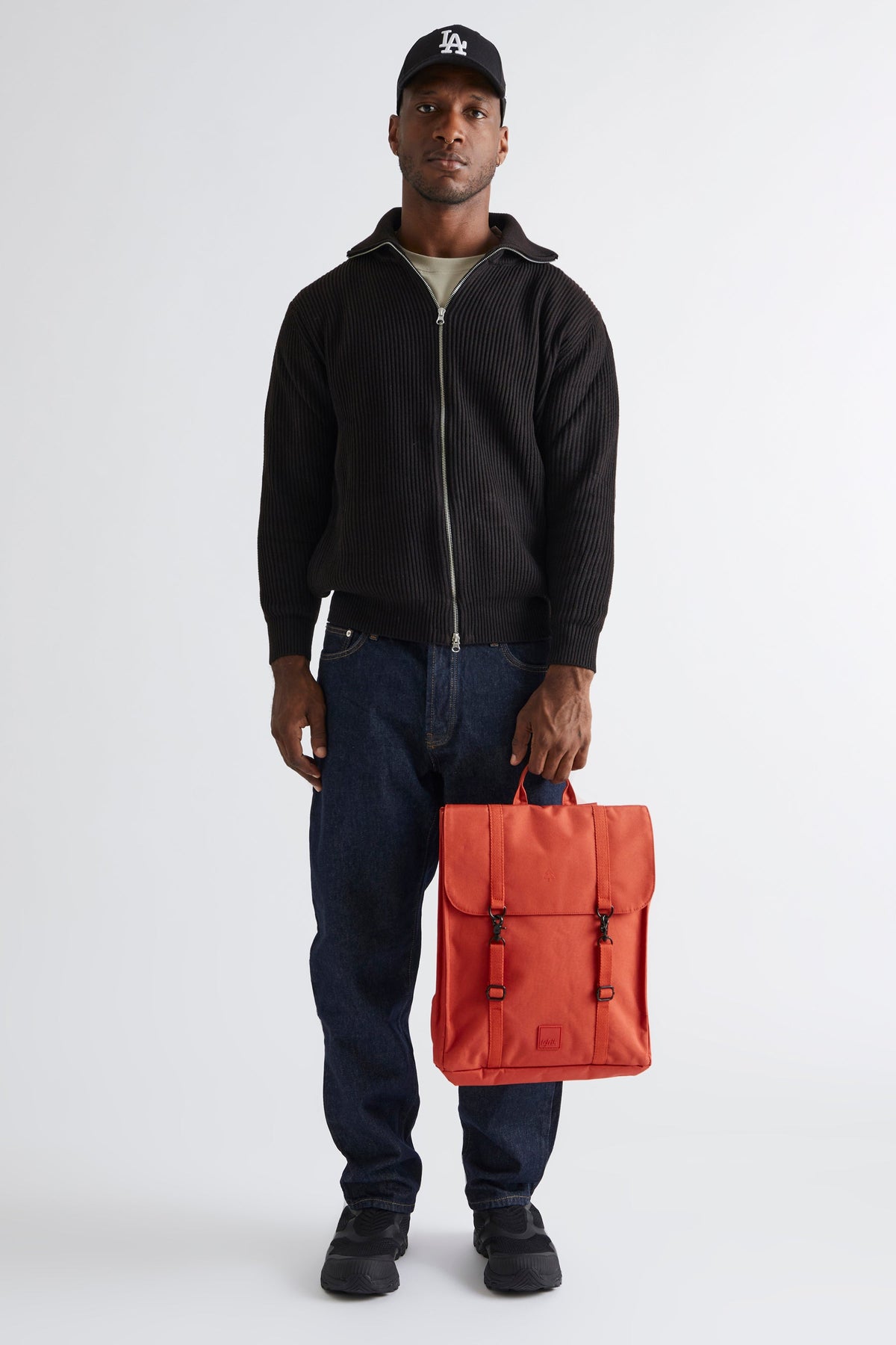 Slim Orange Backpack with Padded Laptop Sleeve