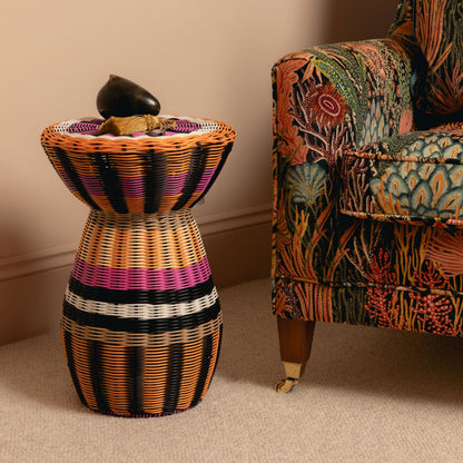 Woven Table in Pink, Orange and Black