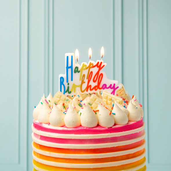 Colourful Tall Wavy Happy Birthday Candles - 12 Pack