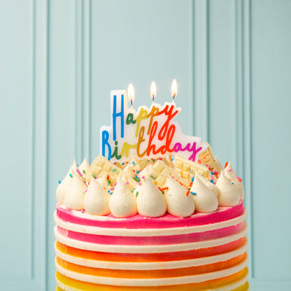 Colourful Tall Wavy Happy Birthday Candles - 12 Pack