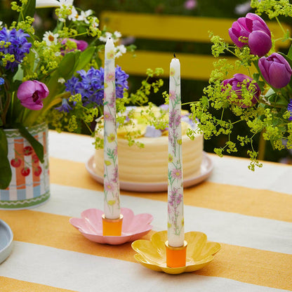 Yellow Stripe Dinner Candle - 28cm