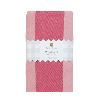 Pink Stripe Cotton XL Tablecloth - 160cm x 250cm