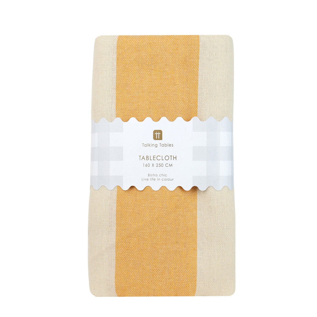 Yellow Stripe Cotton Tablecloth - 160cm x 250cm