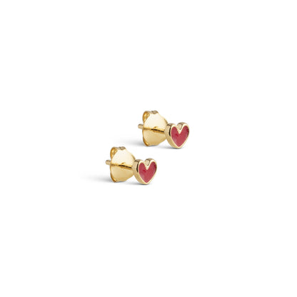 Amore Heart Studs in Bordeaux